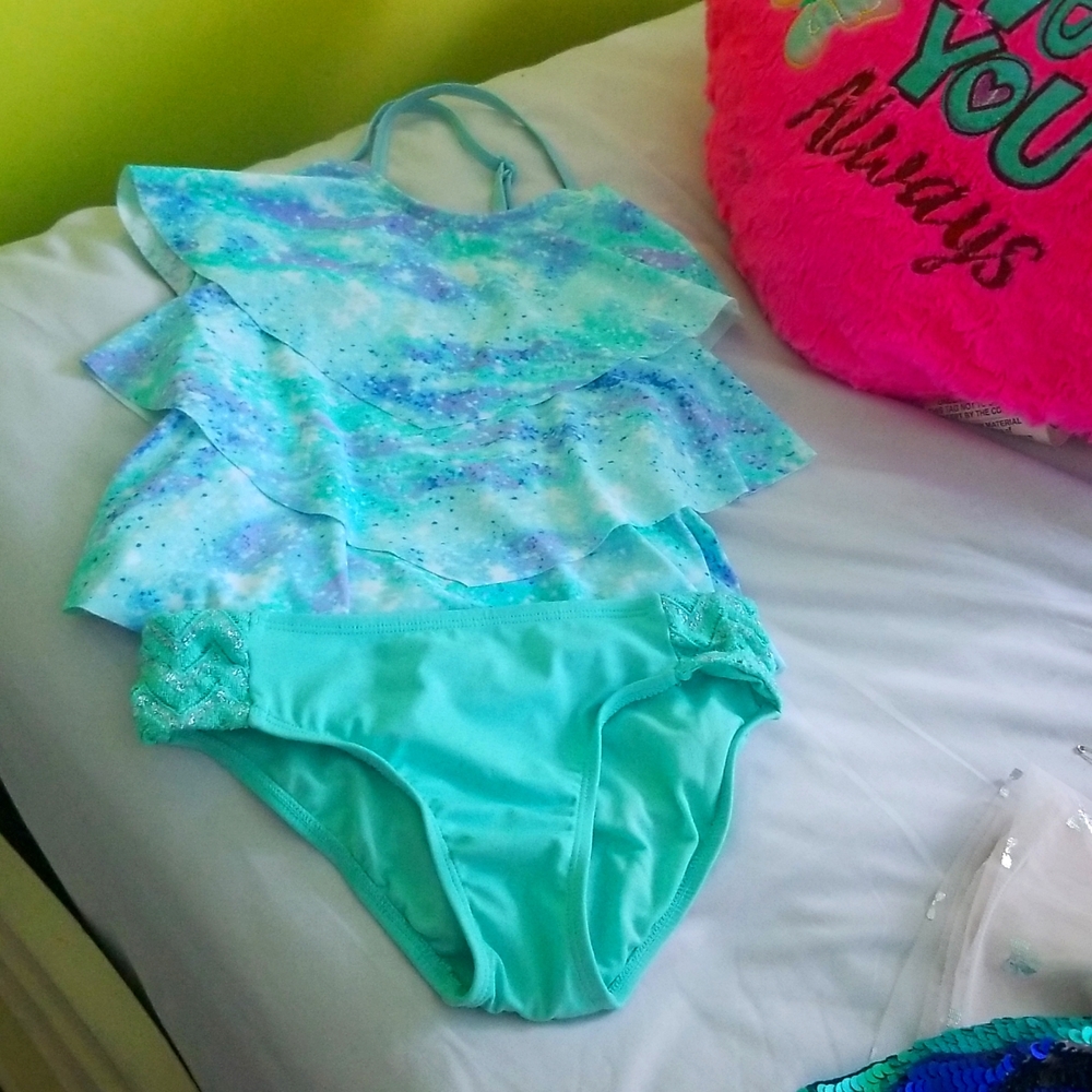 Bathing suite bundle size 10. Justice/ more than magic size L (10/12)